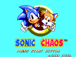 Sonic Chaos title screen for Sega Master System